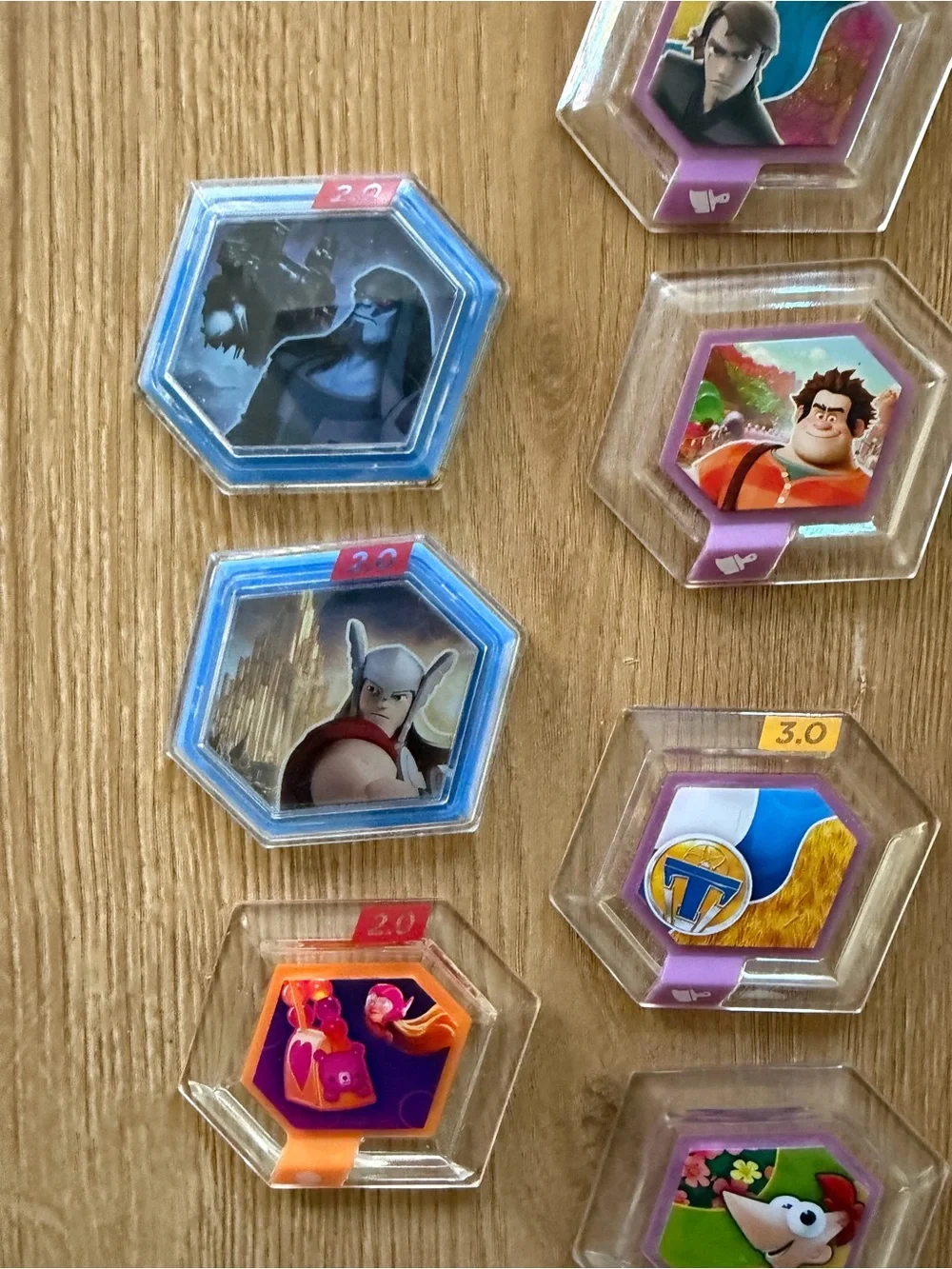 Disney Trading Tokens in Blue, Purple, Orange, Red and Yellow